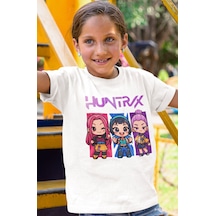 Sevbano Huntrix Kpop Demon Hunters Rumi Mira Zoey Baskılı Unisex Film Çoc beyaz