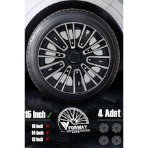 Fiat Bütün Modelleri İçin Uyumlu 15" İnç Gri-siyah 4 Adet Jant Kapağı Egea Linea Albea Punto Vb.