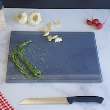 Kanallı Cam Kesme Tahtası - Cam Kesme Tablası Füme Cam, 25cm X 35cm