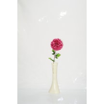 40 Cm Krem Rengi İşlemeli Vazo Mor Ortanca