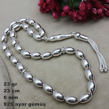 925 Ayar Gümüş Tesbih Arpa Kesim Düz Model Büyük Boy