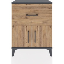 Arges Komodin 3 Raflı Tek Çekmeceli 2 Kapaklı 60x30x80 Antras... Antrasit