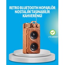 Hepsi Retro Bluetooth Hoparlör Ahşap Görünümlü 5w Çift Stereo Ses Najmaddin