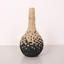 Garlıc Rafya Vazo - Saksı 22x42 Cm Siyah