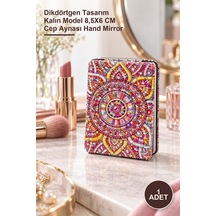 1 Adet Taşlı El Aynası Dikdörtgen Tasarım Kalın Model 8,5x6 Cm Cep Aynası Hand Mirror Genel