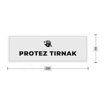 Protez Tırnak Yazılı - Metal - Beyaz Renk - Kapı İsimliği - 20x7 Cm