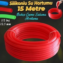 Badem10 Bahçe Çeşme Su Hortumu İç Çap 1/2 Naturel Silikonlu Sulama Araç Yıkama Hortum 15 Metre