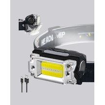 Usb Şarjlı Mini Led Kafa Feneri 50m Odak 150m Geniş Aydınlatma Yeni Nesil Beyaz - Siyah