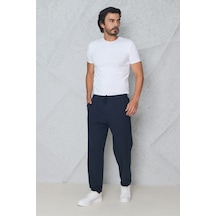 Blayn Jeans Erkek Haki Jogger Pantolon Beli Lastikli Bağcıklı %100 Pamuk Keten Baggy Rahat Günlük Pantolon lacivert
