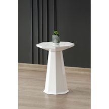 Elegance Sehpa,tekli Sehpa,yan Sehpa,zigon Sehpa - Beyaz & Beyaz Mermer Desenli Beyaz & Beyaz Mermer Desenli