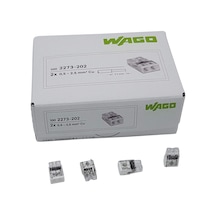 Wago 100 Adet Wago 2273-202 Kompakt Bağlantı Kutusu Kelepçesi - 0,5 2,5 Mm, 2 Kutuplu, Şeffaf/beyaz