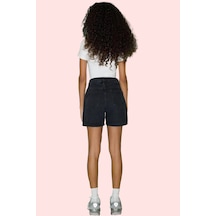 Frm Kadın Kısa Boy Denim Şort Pamuk Geniş Paça Günlük Şıklık Hafta So siyah