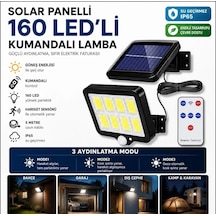 160 Led Solar Bahçe Aydınlatması, 6&amp Apos Lı Güneş Panelli Led Lamba, 5 Metre Kablolu Ve Kumandal