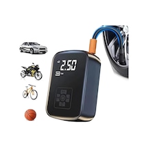 Dijital Kablosuz Şarjlı Hava Kompresörü, Taşınabilir Araç Lastik Bisiklet Top Şişirme Pompası, Lcd Ekranlı Mini Kompresör, Powerbank Özellikli Otomatik Basınç Ayarlı Hava Pompası