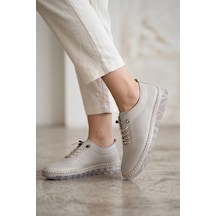 Flexigel Tam Ortopedik Jel Tabanlı Kadın Krem Loafer - Ultra Esnek Nefes Alabilir Hafif Günlük A...