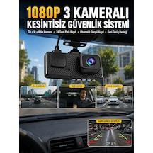 3 Kameralı Araç İçi Dvr Kayıt Cihazı Ön İç Arka Kamera Full Hd 41181805