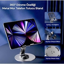 Masaüstü Metal Tablet Ve Telefon Tutucu Stand 360 Döner, Yatay/dikey Kullanım, Dayanıklı Metal Gövde, Ev Ve Ofis İçin Uygun Cep Telefon Tutucu S758 Acı Kahverengi
