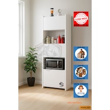 Tamamı Mdf Çok Amaçlı 3 Kapaklı Açık Raflı Mini Fırın Dolabı