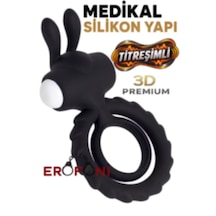 Erofoni Medikal Silikon Yapı Titreşimli Klitoris Uyarıcılı 9 Cm Siyah Ring Penis Yüzüğü Halkası