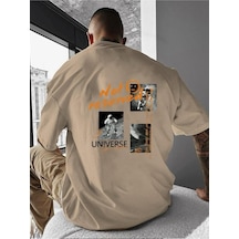 Not Reserved Baskılı Oversize Tişört Bej