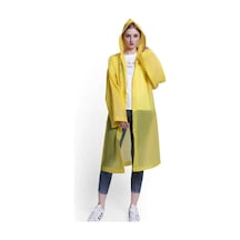 Sarı Kadın Erkek Yağmurluk Kapüşonlu Çıtçıtlı Eva Unisex Pratik Kapşonlu Yağmurluk Xl Büyük Beden