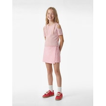 Koton Bisiklet Yaka Kısa Kollu Pencere Detaylı Kalp Baskılı Bluz Pembe 6skg60104ak Gül