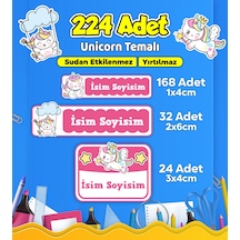 Unicorn Temalı Okul Kreş Kişiye Özel İsim Etiket Seti - Model 569 Çok Renkli