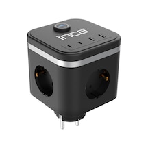 Inca Ipw-47sy 3port 2x Usb+2x Type-c Akım Korumalı Led Tuşlu Duvar Priz - Siyah