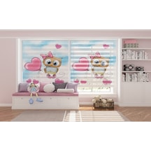 Pembe Baykuş Dijital Baskı Piliseli Zebra Stor Perde