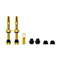 Tubeless Valves V2, Gold 44mm - Tubeless Valf, Tüpsüz Lastikler İçin Valf Çekirdeği Sökme Aleti İle Gövdeleri - Presta Valf Gövde Kapakları Dahil