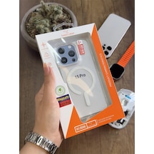 Apple iPhone 15 Pro Magsafe Uyumlu Silikon Kılıf Soocase661 Şeffaf