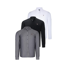 Üçlü Set G674 Dewberry Erkek Gömlek-siyah-beyaz-füme Siyah-beyaz-füme