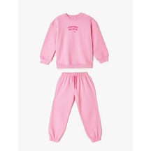 Koton 2'li Eşofman Takımı Sweatshirt Ve Eşofman Altı Şardonlu Pembe 5wkg10319ak Gülkurusu
