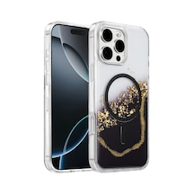 Onegif Apple İphone 16 Pro Max Lotus Simli Magsafe Kapak - Siyah Diğer