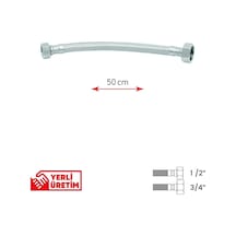 Paslanmaz Çelik Flex Hortum 1/2 - 3/4 Kombi Ve Tesisat Bağlantı Hortumu 50 Cm Çok Renkli Diğer