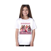 Blackpink Baskılı Isme Özel Kız Çocuk Tişört T-shirt D03 Beyaz