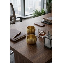 Paslanmaz Çelik 304 Kalite Gold Renk Küllük 7,5 Cm Çap 5 Cm Derinlik Dekoratif Metal Küllük Altın