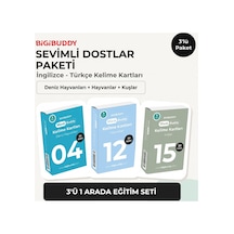 Bigibuddy WordsBuddy Çocuklar İçin Türkçe İngilizce Sevimli Dostlar Paketi 90 Kart 3'lü Set (Cihaz Hariç)