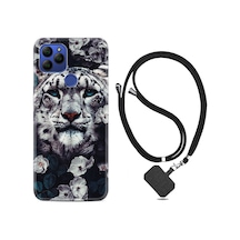 General Mobile GM21 Kılıf Boyun Askılı Flowers Snow Leopard 1335