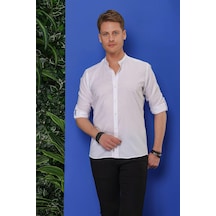 Efor G 1530 Slim Fit Beyaz Spor Gömlek Beyaz