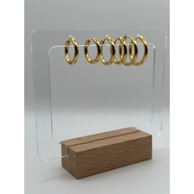 Arnes Jewelry Çelik Gold 3'lü Halka Küpe Gold