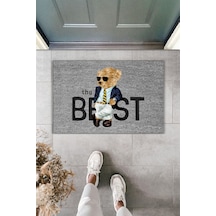 Rugmood Modern Dijital Baskı Paspas - Ayıcık The Best - Kapı Önü Paspası 70x45cm Gri