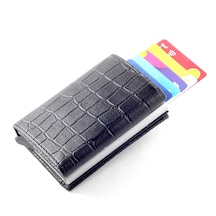 Ancora Leather Hakiki Deri Croco Mekanizmalı Erkek Cüzdanı Siyah1 Siyah