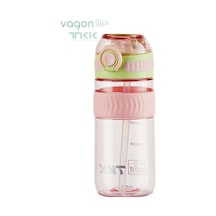 Tkk 550 Ml Pipetli Bpa İçermeyen Taşıma Kulplu Tritan Su Matarası Fftkk1016-550mlpipetli Pembe