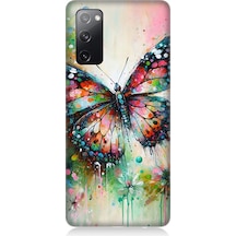 Samsung Galaxy S20 Fe Uyumlu Parıltılı Kanatlı Gökkuşağı Kelebeği Desenli Silikon Kılıf Çok Renkli