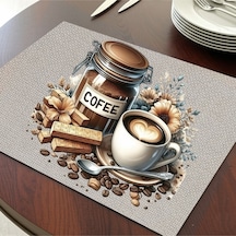 Love Coffee Tasarımlı Amerikan Servis, Tabak Altlığı & Şık Masa Dekoru, Ev Hediyesi, 2 Adet Krem