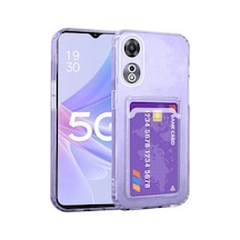 Oppo A78 Kılıf Darbe Emici Köşe Korumalı Kartlıklı Cüzdanlı Silikon Kapak Şeffaf
