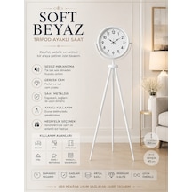 Soft White Dekoratif Tripod Ayaklı Saat Beyaz