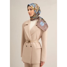 Armine Tivil İpek Eşarp 9332-35 Füme Karışık Desen Çok Renkli