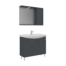 Orka Purus 100 Cm Mat Antrasit Spot Aynalı Banyo Dolabı Takım Ayaklı Antrasit